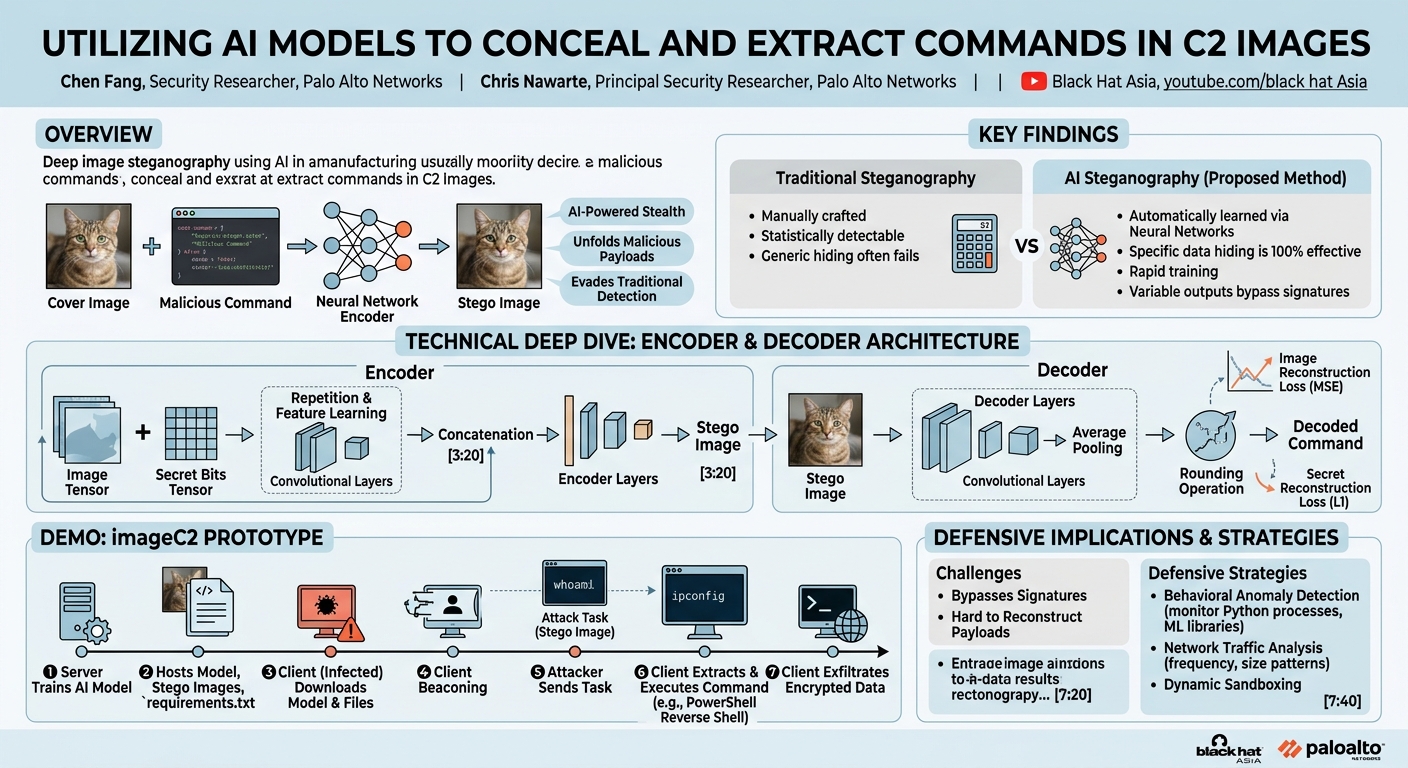 Visual summary for Utilizing AI Models to Conceal and Extract Commands in C2 Images