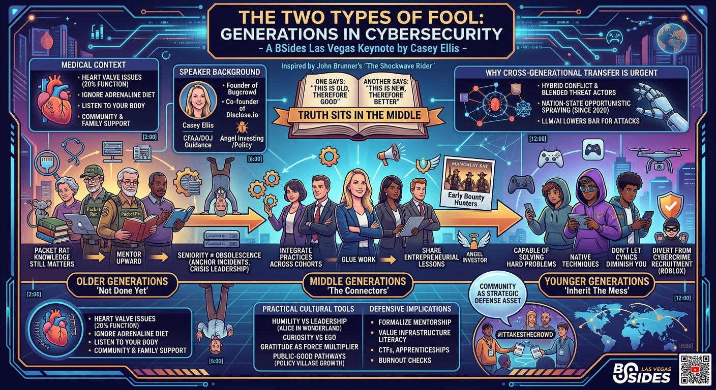 Visual summary for The Two Types of Fool – Generations in Cybersecurity by Casey John Ellis