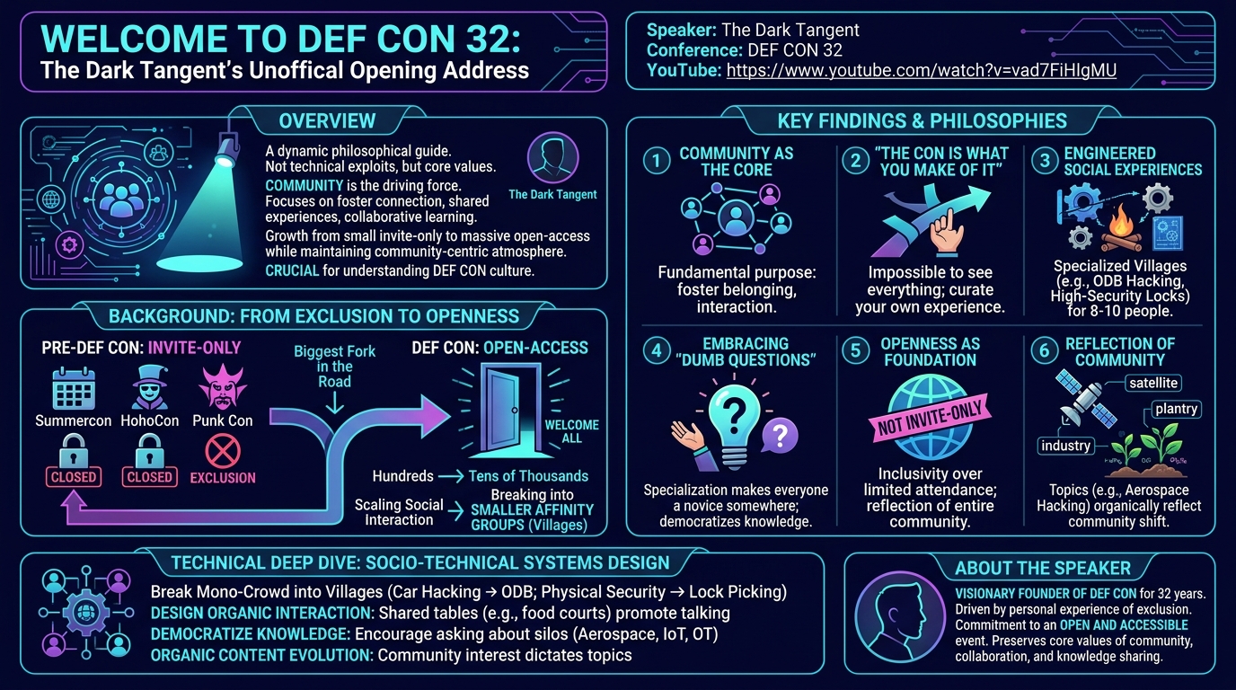 Visual summary for Welcome to DEF CON 32 by The Dark Tangent