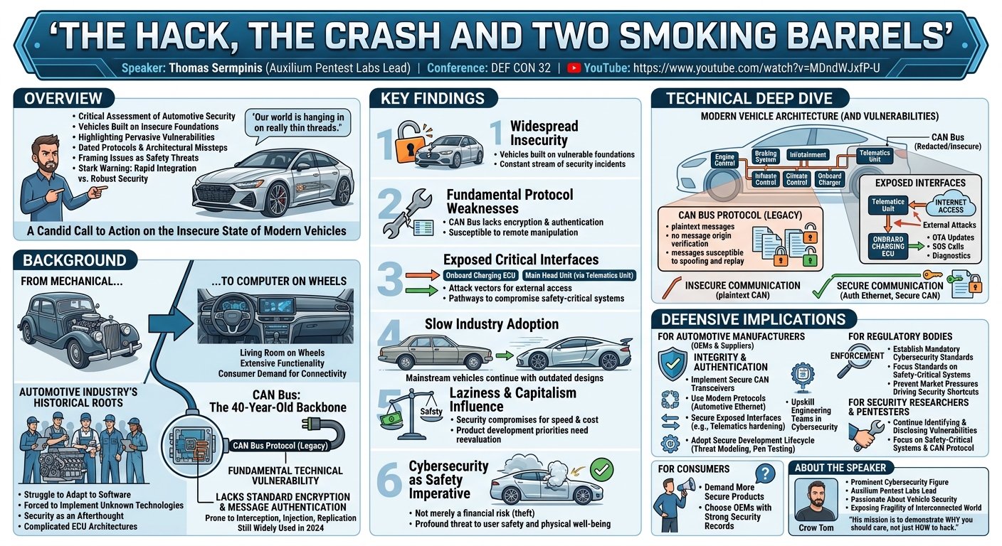 Visual summary for The hack, the crash and two smoking barrels. by Thomas Sermpinis