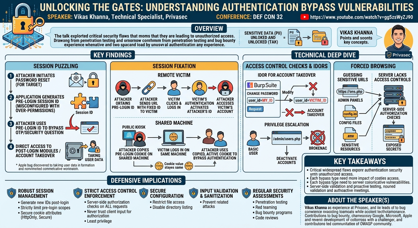 Visual summary for Unlocking the Gates: Understanding Authentication Bypass Vulnerabilities by Vikas Khanna
