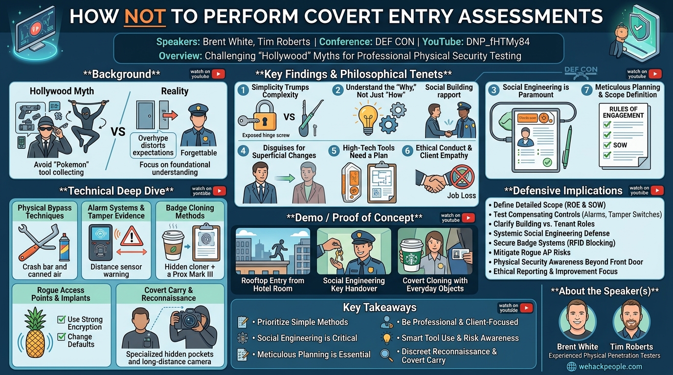 Visual summary for How NOT to Perform Covert Entry Assessments by Brent White, Tim Roberts
