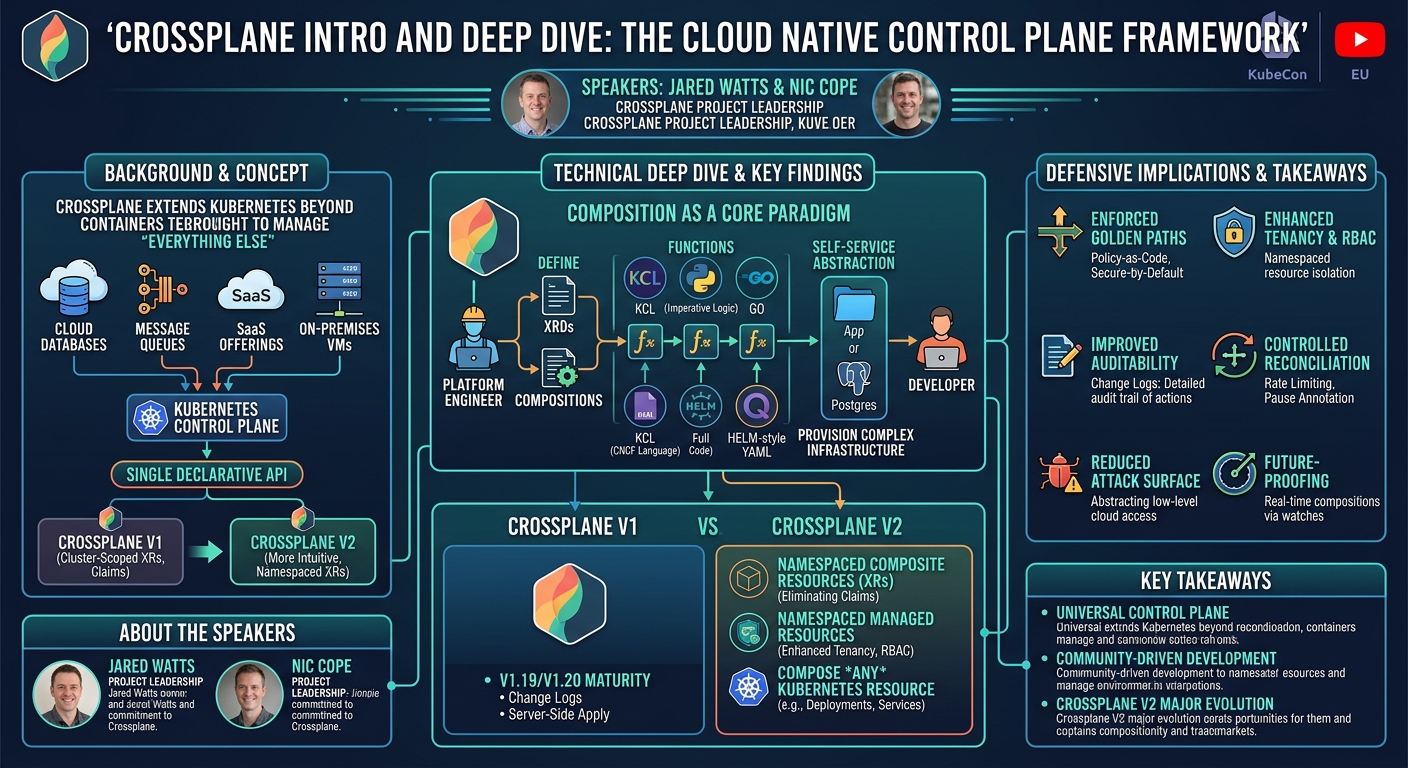 Visual summary for Crossplane Intro and Deep Dive - The Cloud Native Control Plane Framework - Jared Watts & Nic Cope by Jared Watts, Nic Cope