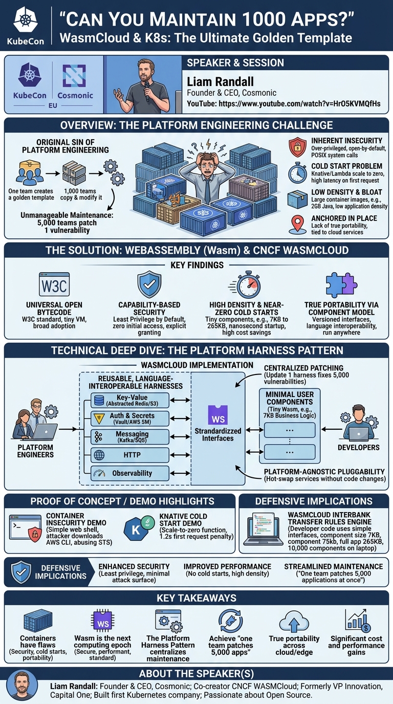 Visual summary for Can You Maintain 1000 Apps? WasmCloud & K8s: The Ultimate Golden Template - Liam Randall, Cosmonic by Liam Randall, Cosmonic