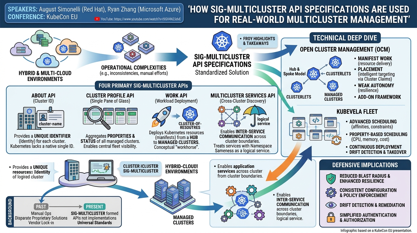 Visual summary for How the SIG-Multicluster API Specifications Are Used for Real World... August Simonelli & Ryan Zhang by August Simonelli, Ryan Zhang