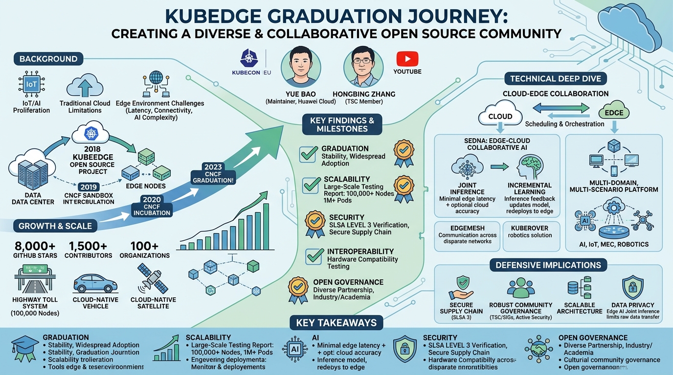Visual summary for KubeEdge Graduation Journey: Creating a Diverse and Collaborative Open S... Yue Bao & Hongbing Zhang by Yue Bao, Hongbing Zhang