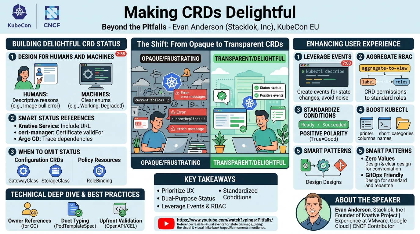 Visual summary for Making CRDs Delightful: Beyond the Pitfalls - Evan Anderson, Stacklok, Inc by Evan Anderson, Stacklok, Inc