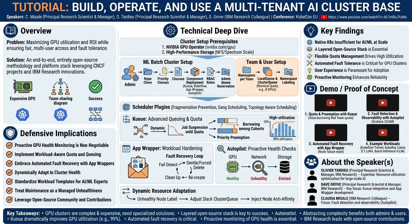 Visual summary for Tutorial: Build, Operate, and Use a Multi-Tenant AI Cluster Base... C. Misale, O. Tardieu & D. Grove by C. Misale, O. Tardieu, D. Grove