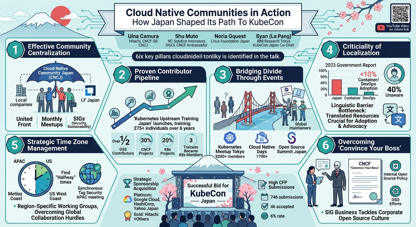 Visual summary for Cloud Native Communities in Action: How Japan Shaped Its Path To KubeCon