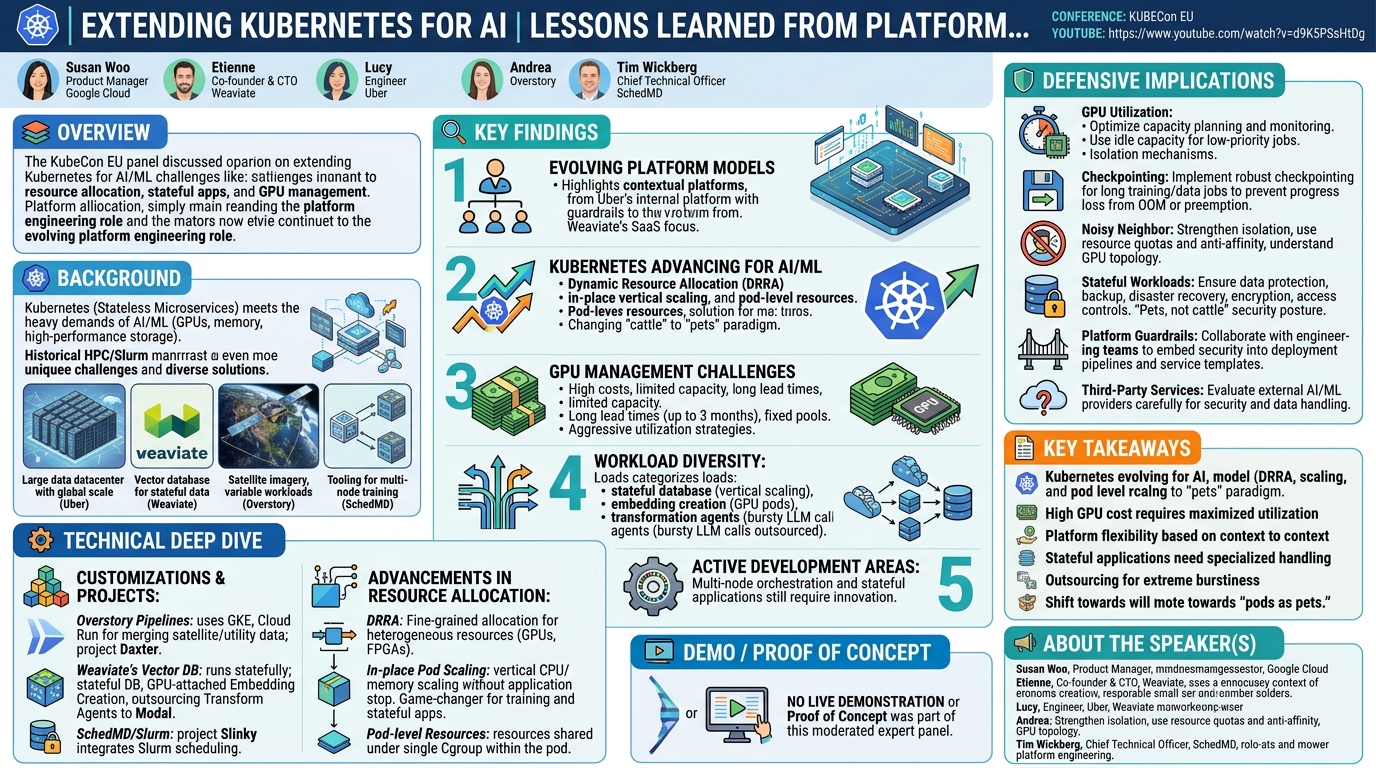 Visual summary for Extending Kubernetes for AI | Lessons Learned From Platform... - Susan, Lucy, Andrea, Etienne, Tim by Susan, Lucy, Andrea, Etienne, Tim