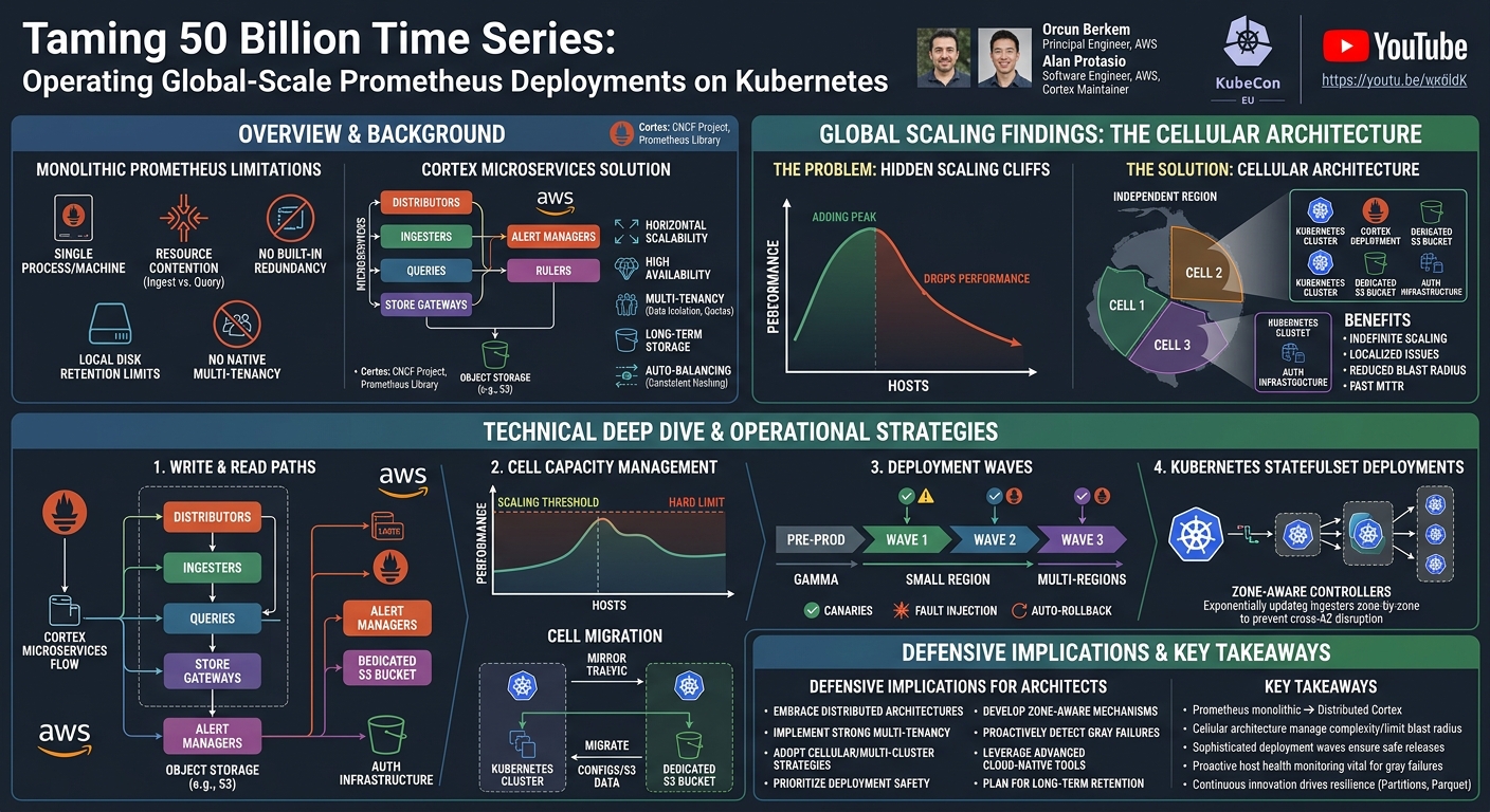Visual summary for Taming 50 Billion Time Series: Operating Global-Scale Prometheus Dep... Orcun Berkem & Alan Protasio by Orcun Berkem, Alan Protasio