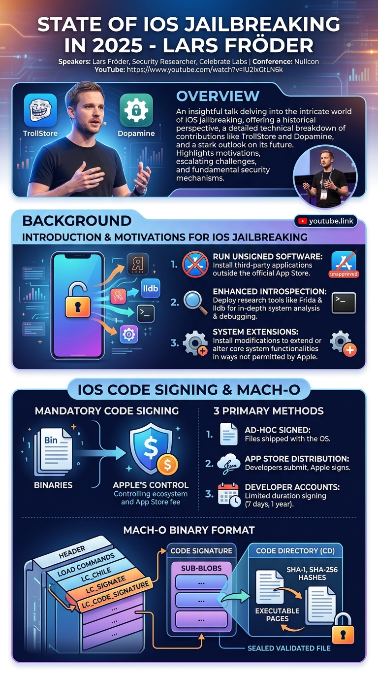 Visual summary for State Of IOS Jailbreaking In 2025 - Lars Fröder by Lars Fröder