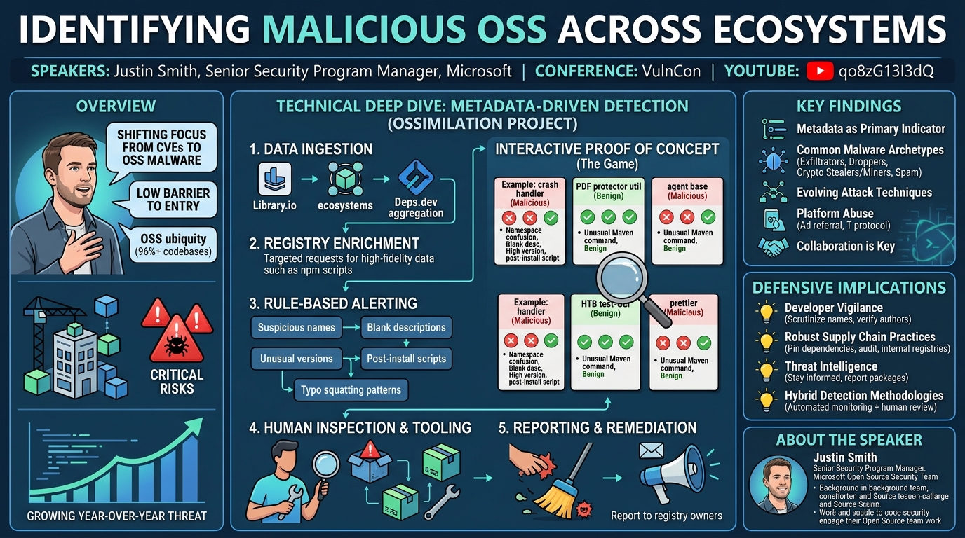 Visual summary for Identifying Malicious OSS Across Ecosystems