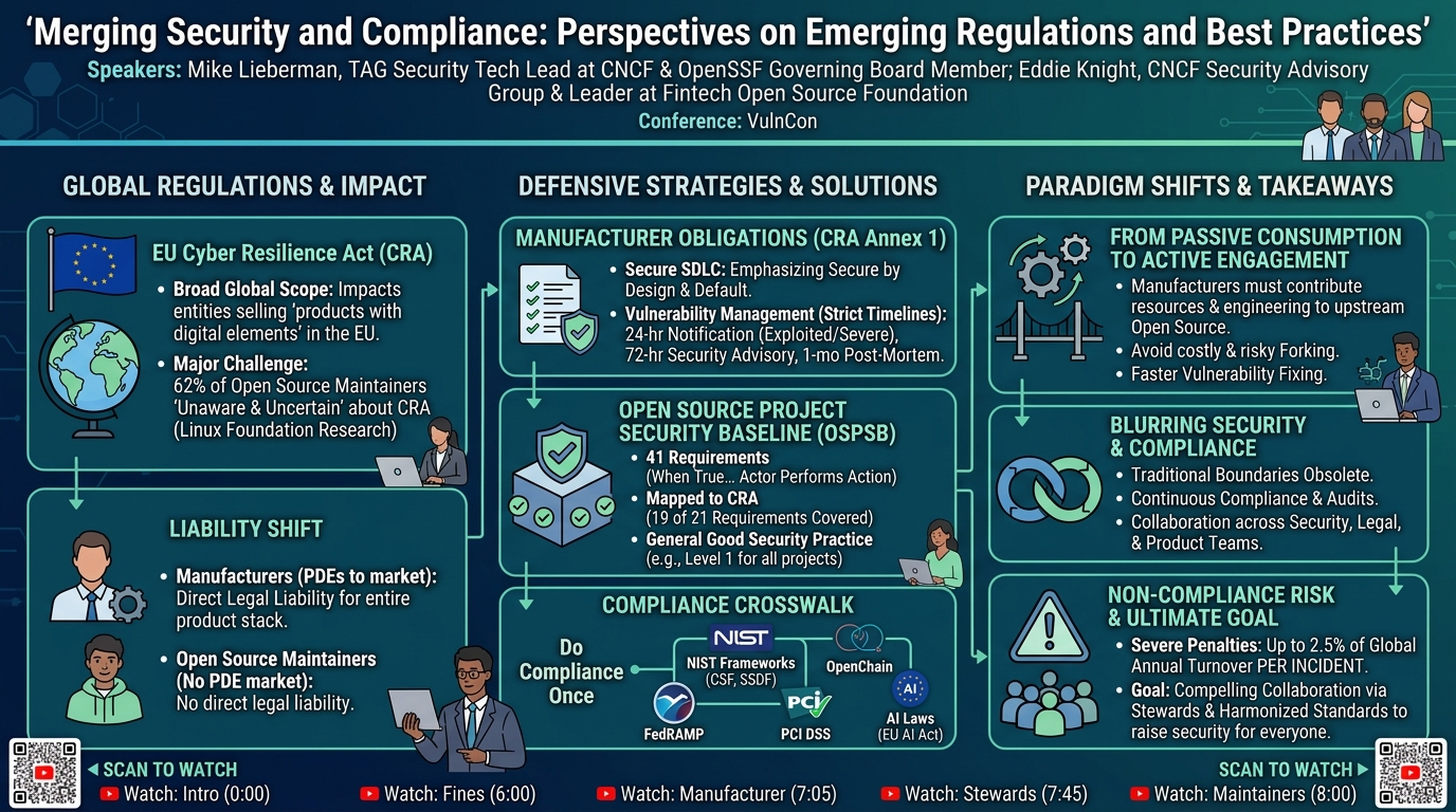 Visual summary for Merging Security and Compliance: Perspectives on Emerging Regulations and Best Practices by Probe, Mike Lieberman
